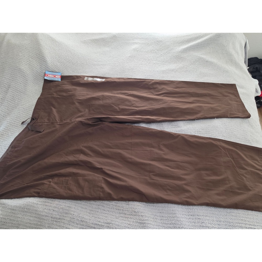 Cherokee Workwear Scrub Pants 5XL Brown Cargo Drawstring Medical Uniform 4100